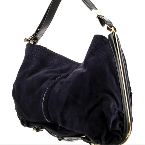 Jimmy Choo Shoulder Bag Blue Suede - Picture 1 of 5